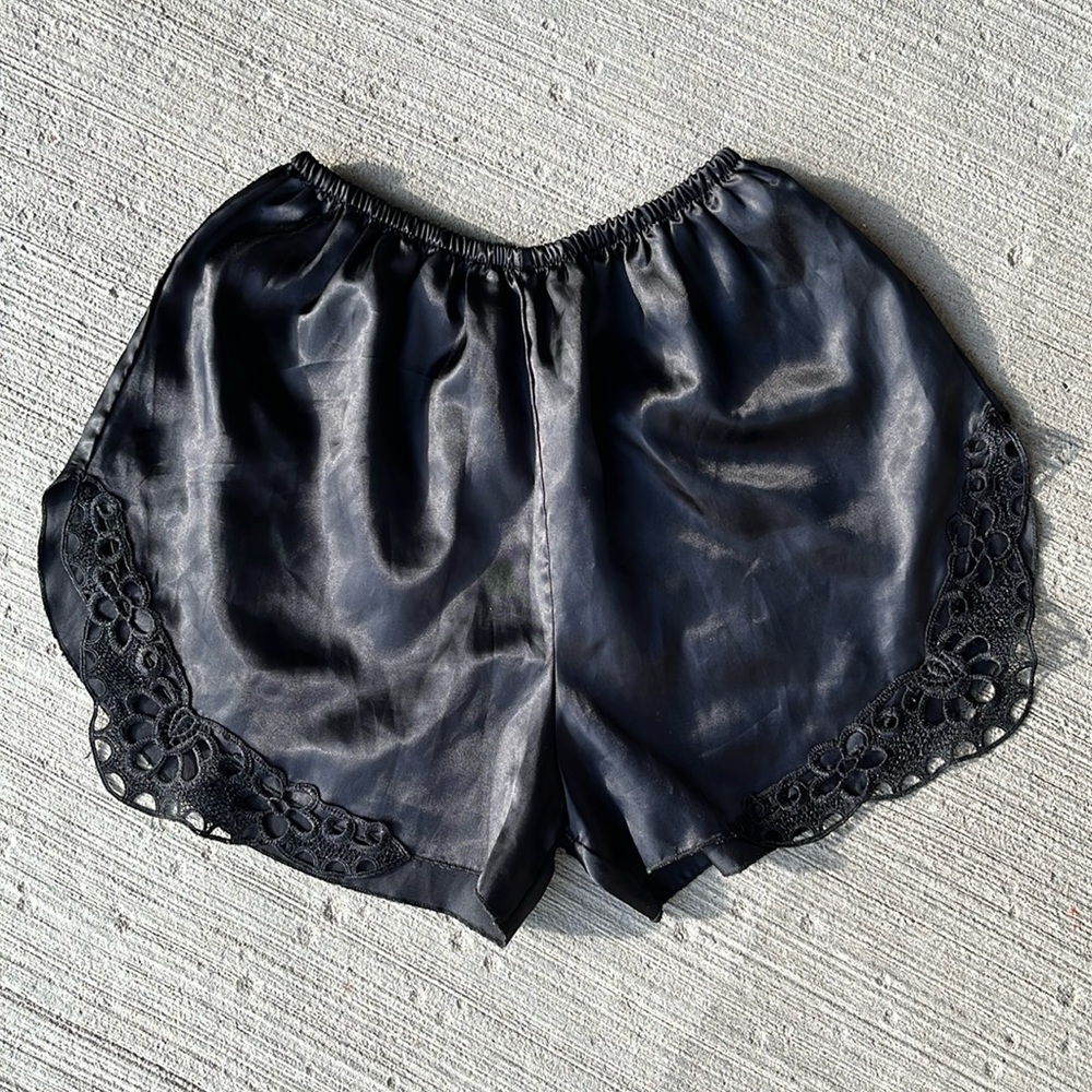 VINTAGE satin black mini shorts - lingerie